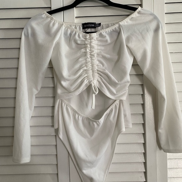 White Cut Out Bodysuit - Picture 4 of 6